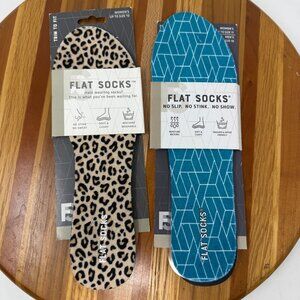 Flat Socks No Show Insoles Womens Up To Size 10 Leopard & Blue Patterned